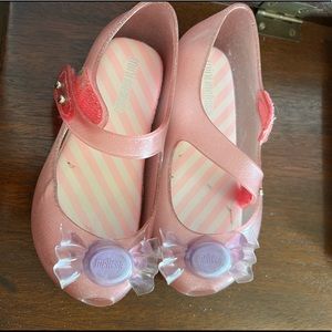 Mini Melissa pink with purple candy Mary Jane shoes size 8